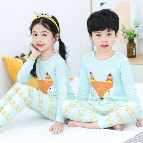Children Pajamas Baby Clothing Set Kids Fox Cartoon Sleepwear Autumn Cotton Nightwear Boys Girls Animal Pyjamas Pijamas Set