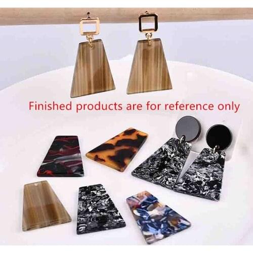 Diy jewelry making 20pcs/lot color pattern print geometric simple trapezoidal acetic acid/acrylic beads earring pendant charms