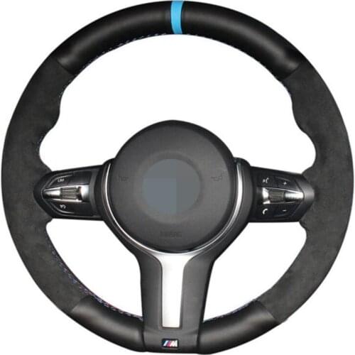 Soft Car Steering Wheel Cover Black Genuine Leather Suede For BMW M Sport F30 F31 F34 F10 F11 F07 F45 F46 F22 F23 M235i M2