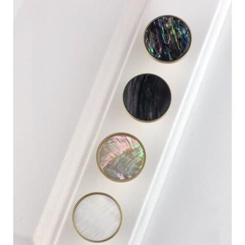 Brass Cabinet Door Handle Natural Shell Wall Hooks Furniture Drawer Bedside Table Wardrobe Door Knobs Single Hole Handles