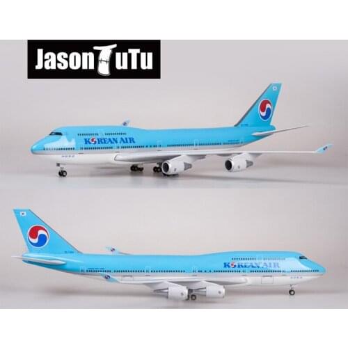 JASON TUTU 47cm Korean Air Boeing b747 Plane Model Airplane Model Aircraft Resin Diecast 1:160 Scale with Light & Wheel Planes