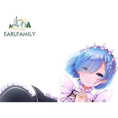 EARLFAMILY 13cm x 6.7cm for Re Life In A Different World From Zero Rem Car Stickers Personality DIY Anime Windshield Trunk Decal