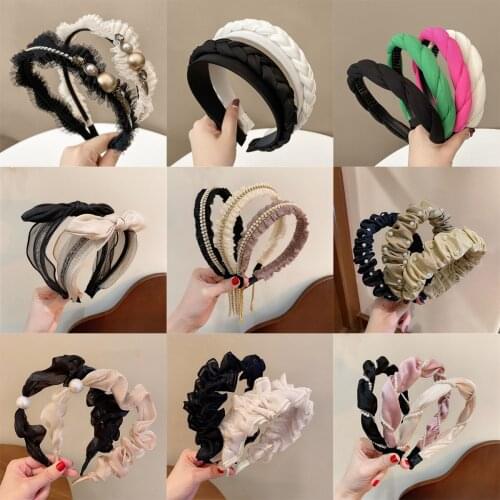 Popular Wide Top Knot Headband Hoop for Women Girls Headdress Fashion Adult Print Cloth Headbands Headwear Accessories