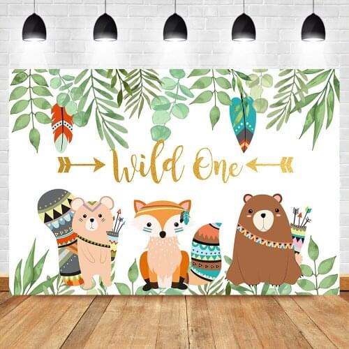Wild One Backdrop Animal Tribal Party Background Chirlden Birthday Party Banner Backdrops Cake Table Booth anner Decoration