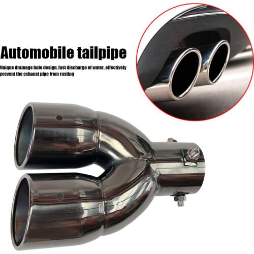 Exhaust Pipe Muffler Tail Pipe Outlet Nozzle End Universal Stainless Steel Plain End One Change Two Double Out ID 63MM 76MM