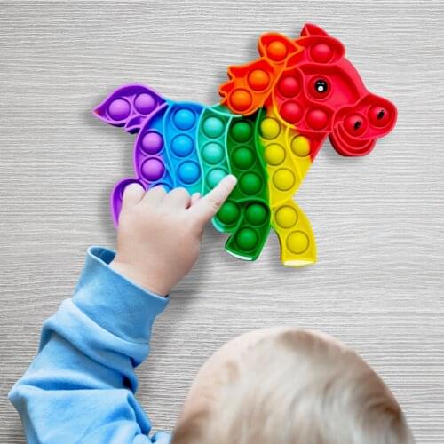 2021 New Rainbow Push Bubble Anti-stress Toy Fidget Silicone Autism Educational Toys Relief Soft Anti-Stress Game