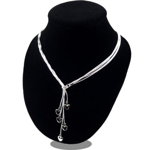 Silver plated jewelry collier Silver color necklace for women statement heart jewelry collares colar bijoux link chain X07