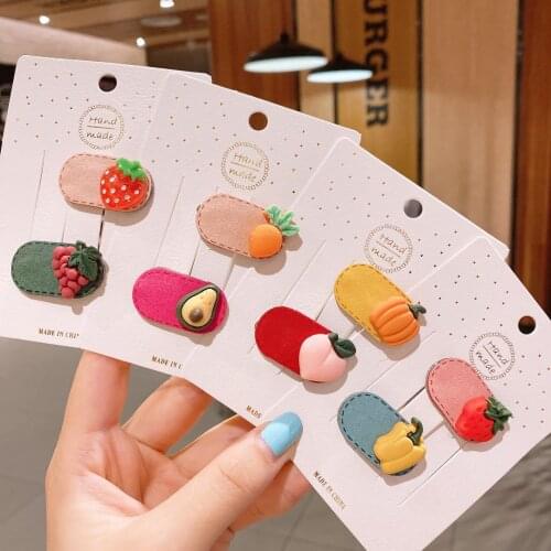 2pcs Kawaii Cartoon Fruit BB Clip Baby Children Hair Clips Bobby Pin Accessories For Girls Kids Hairpins Hair Grip Headdress