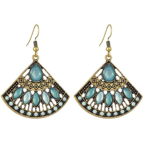 Creative Ethnic Fan-shaped Earrings for Women, Long Tassel Fashion Bohemian Style Big Pendant Earrings