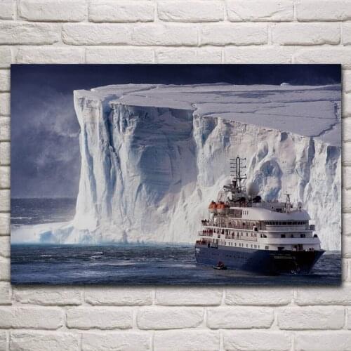 Cruise ship iceburg polar nature seascape living room decoration home wall art decor wood frame fabric posters KM532