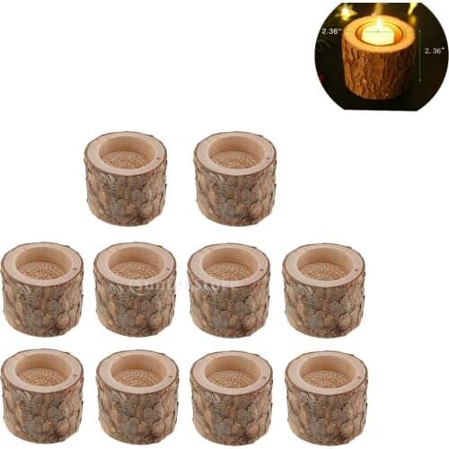 Lot Of 10PCS 6cm Natural Tree Stump Wooden Candle Holder Tea Light for Romantic Candlelight Dinner Wedding Decoration
