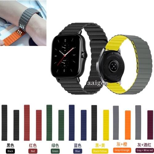20mm 22mm Magnetic Loop Watchband Silicone Strap Band For Huami Amazfit GTS 2e GTS2 mini for Huami Amazfit Neo/Bip Lite S U