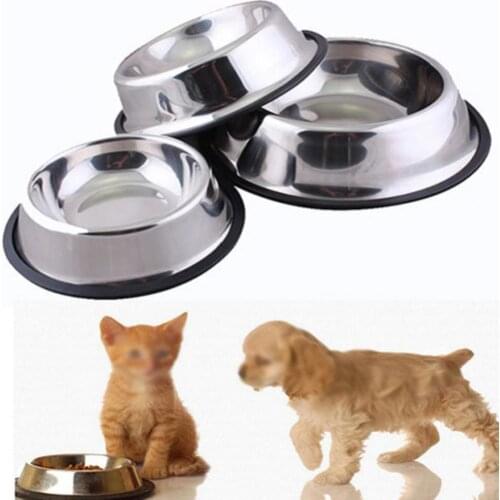 Pets Dog Cat Stainless Steel Non Slip Feeding Food Water Dish Feeder Bowl Suitable for Dogs Cats Large-capacity Feeding Supplies