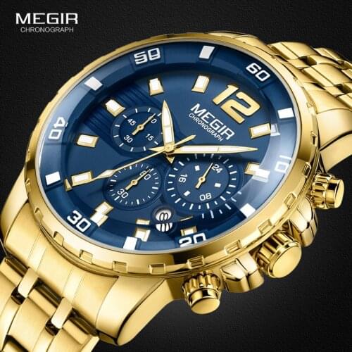 MEGIR Chronograph Quartz Men Watch Top Brand Luxury Army Military Wrist Watches Clock Men Relogio Masculino Business Wristwatch