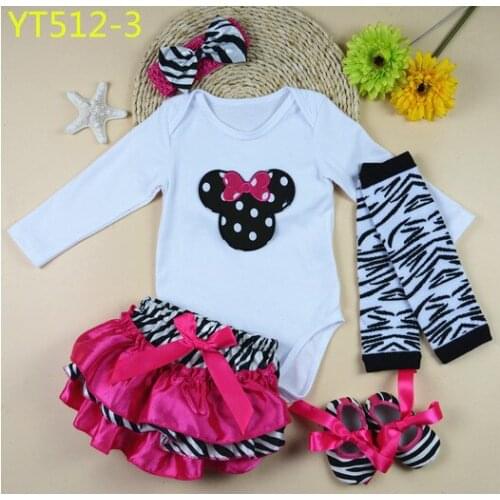 Fashion Baby Girls Clothing Sets Newborn Zebra Print Ruffle Bloomers Leg Warmer Rompers Shoes Headband 5 piece Suit Kids Gifts