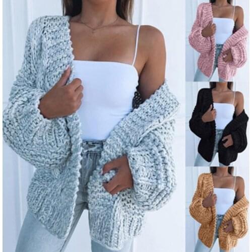 Fashion Women Batwing Sleeve Cardigans Autumn Winter Loose Swearter Cardigan Ladies Solid Knitted Coats Outwear Knitwear