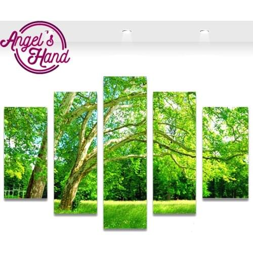 Diy 5pcs/set 5d diamond embroidery kits cross-stitch season trees home decor 3d diamond painting mosaic kit picture needlework