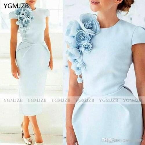 Sheath Mother of The Bride Dresses Short Sleeve Mother Dress For Wedding Party 3D Flower Mom Dress 2020 Hot Sale