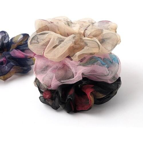 New arrival Fashion women lace printed Hair bands cute hair scrunchies girls korea hair Tie Accessories Ponytail Holder