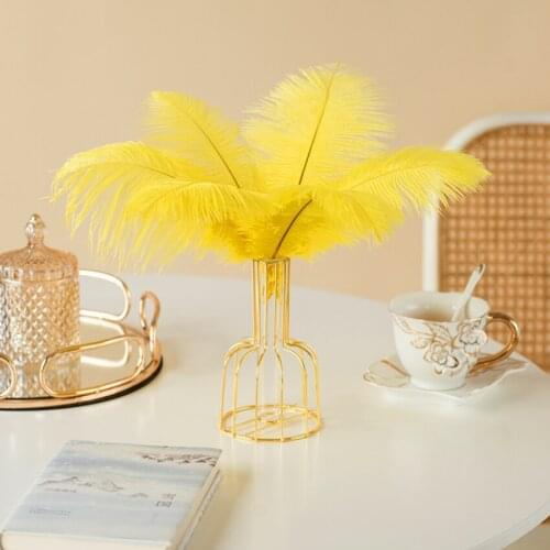 50 Pcs 15-60CM 6-24 Inches Beautiful Cheap Yellow Colored ostrich feathers For Crafts wedding decorations plumes Feather ostrich