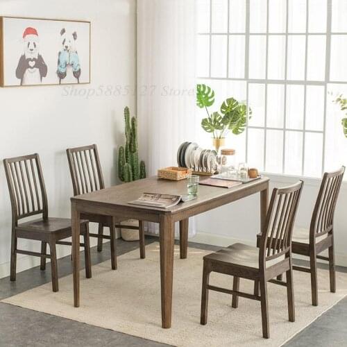All Solid Wood Dining Chair Nordic Minimalist Modern Oak Dining Table Chair Walnut Computer Chair Seat