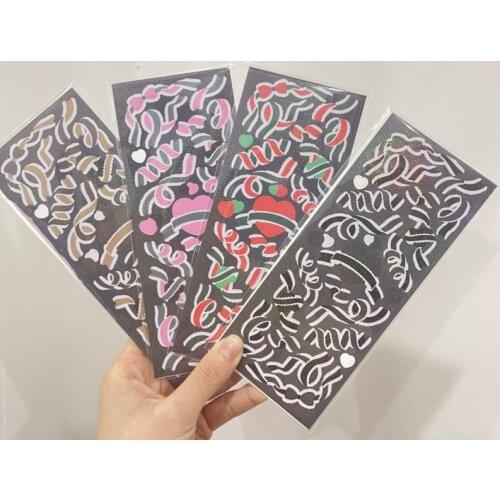 Ins Color Bowknot Blingbling Cute Stickers Laser Lace Ribbon Collage Star Photo Stationery Diy Glittering Decorative Sticker