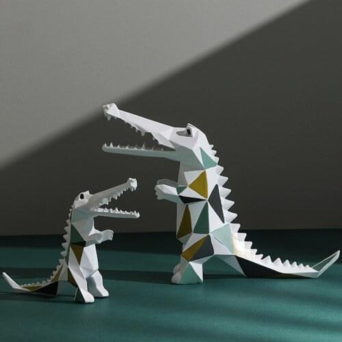 Nordic Creative Lovely Crocodile Small Ornaments Animal Resin Living Porch Children Room Desktop Home Soft Decoration Figurines