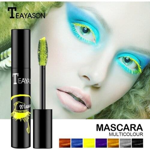 Color Mascara Lengthen, Thick and Lasting Blue Purple Fluorescent Green Mascara Does Not Bloom Makeup Mascara Waterproof