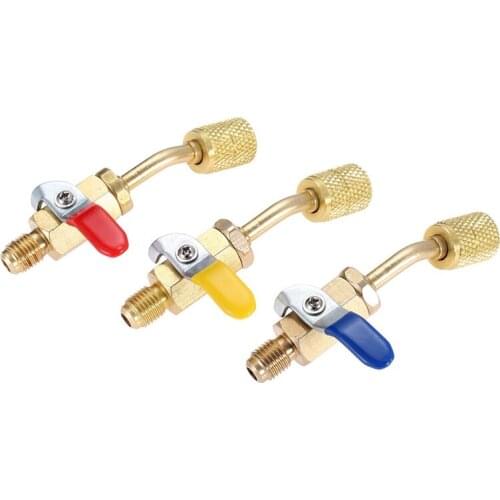 LBER R410A Angled Ball Valve 5/16inch SAE Female to 1/4inch SAE Male,Shut-Off Ball Valve Adapters,Fits for R134A R12 R22