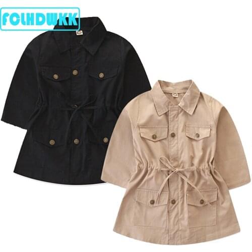 2020 Spring Warm Girls Kids Jacket Coat British Style Infant Baby Hooded Outerwear Girl Windbreaker Jacket Children Tops 2-7Y