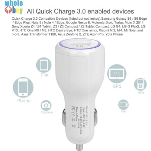 High quality Charge 3.0 Stand Dual USB QC3.0 Car Charger 2.4A for Samsung Galaxy S9 S8 for HTC M9 Nexus 6 LG G4 100pcs/lot