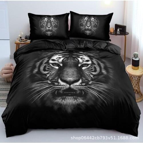 WOSTAR Home bedding set animals printed cute tiger duvet cover set adult kids double bed bedclothes quilt cover with pillowcase