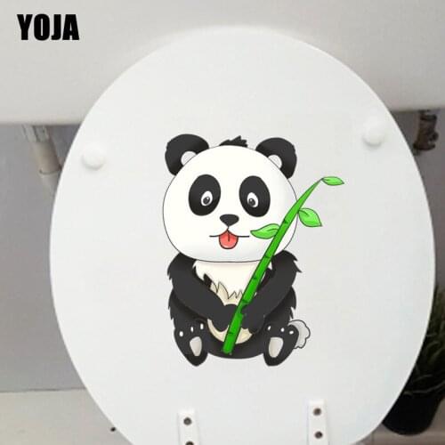 YOJA 16.8X21.4CM Happy Pandas Eat Bamboo Wall Sticker Living Room Home Decor Toilet Decal T3-1109
