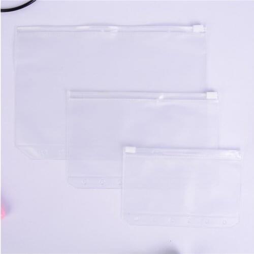 1pcs A5 A6 A7 File Holders 6 Holes Transparent Loose Leaf Storage Bag Pouch Self-Styled Zipper Filing Bag Document Organizer