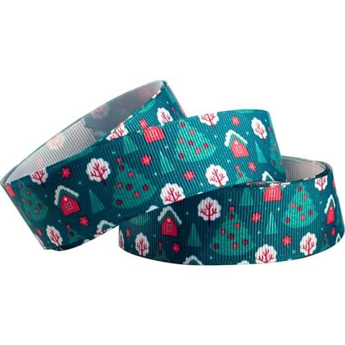 10yards - Different Sizes - Merry Christmas tree Printed Grosgrain Ribbon Handmade Materials