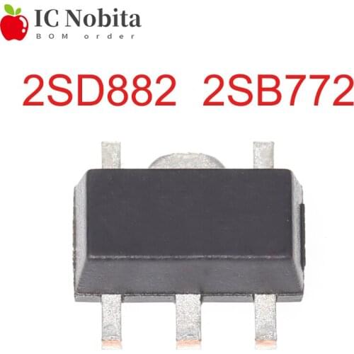 100PCS 2SD882 2SB772 SOT89 D882 B772 SOT-89 SMD Audio Power Amplifier Switch Chip IC New