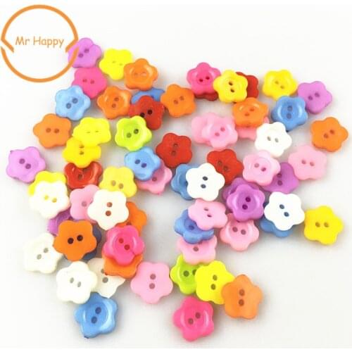13mm Mixed color Resin Sewing Button Scrapbooking Flower Two Holes 50 PCs