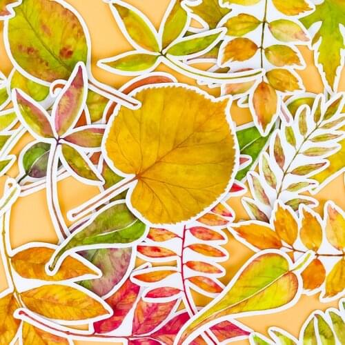 30pcs Creative Cute Self-made bullfighting Watercolor leaves DIY Stickers Diary Album Decoration scrapbooking child stationery