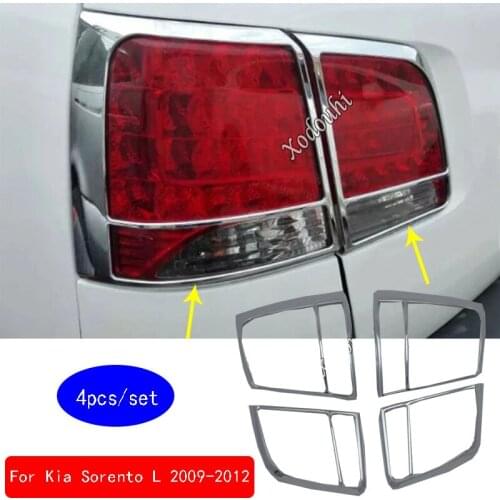 For Kia Sorento L 2009 2010 2011 2012 Car Body Rear Tail Back Light Lamp Detector Frame Stick Chrome ABS Cover Trim Switch 4pcs
