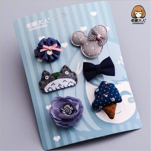 6 pcs/set Cartoon Bowknot Hairpin Birthday Gift For Baby Girls Children Hair Clips Bows Barrette Accessories Headdress Hairclip