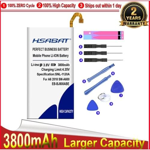 HSABAT 0 Cycle 3400mAh EB-BJ800ABE Battery for Samsung Galaxy A6 (2018) SM-A600 A600F J6 J600F J800 Replacement Accumulator
