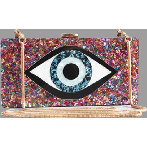 Acrylic Box Clutch Bag Female Evening Bags Colorful Evil Eye Pattern Women Shoulder Bag Clutches Purse Lady Party Wallet Purse