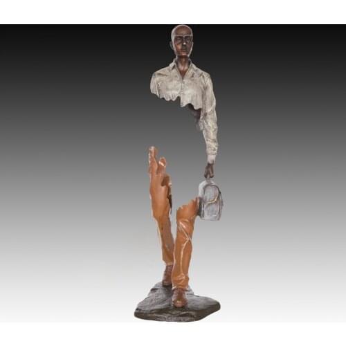 58CM Bronze Sculpture Classic Travelling Man with Briefcase Statue Modern Creative Art High-end Home Decoration Business Gift
