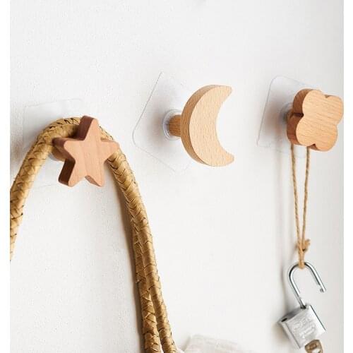 Japanese Style Wooden Hook Modern Home Decor Key Holder Wall Hooks for Hanging Minimalism Key Decoration Hook Wall Decoration