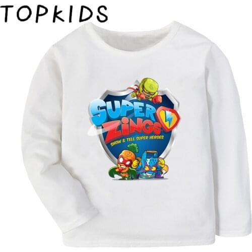 2021 Kids Los Super Zings Series 4 Cartoon T-shirt Children Piano Funny Tops Clothes Baby Boys Girls Long Sleeve T shirt,LKP5358