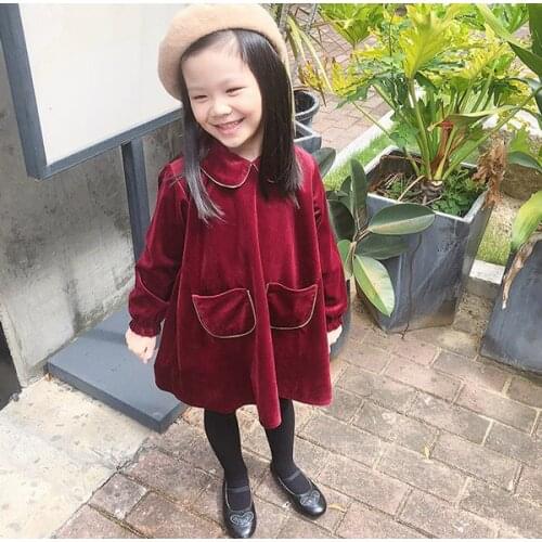 Childrens velvet dress girl princess dress