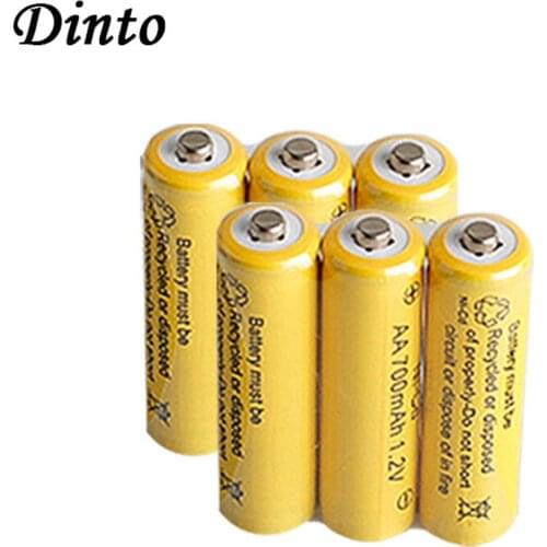 Dinto Real 1.2V 700mAh Ni Cd AA Battery Ni-Cd Rechargeable NiCd Batteries for Toys Camera Remote Control Flashlight Microphone