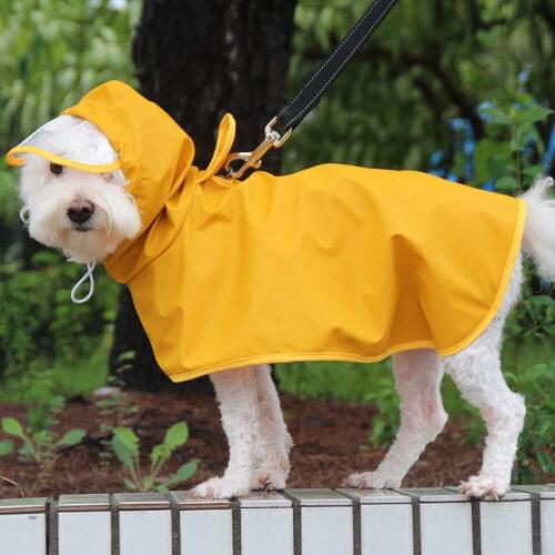 Pet Raincoat Hooded Dog Yellow Waterproof Jacket Soft Outdoor Clothes For Large Medium Small Dogs Jumpsuit Pets Coat