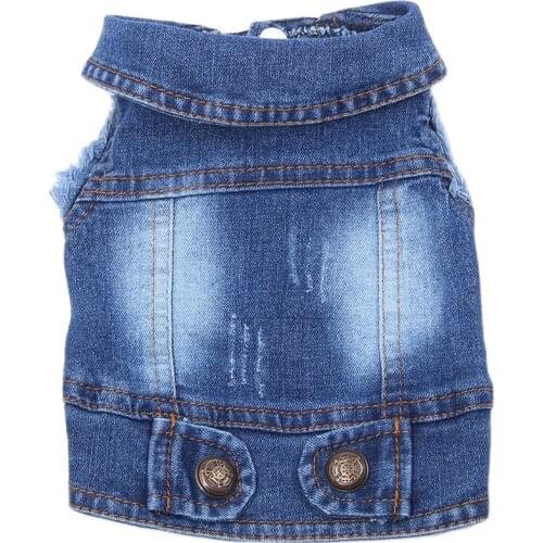 Denim Pet Dog Jacket Vest Jeans Dog Coat Jacket Clothes Apparel For Small Pets Cats Puppy 6 Sizes 2 Colours