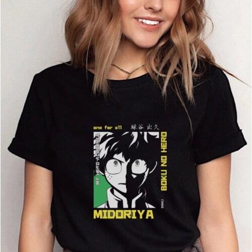 My Hero Academia Harajuku Unisex T Shirt Izuku Midoriya Cartoon Anime Women Tops Casual Cotton Summer Fashion Loose O-neck Tee